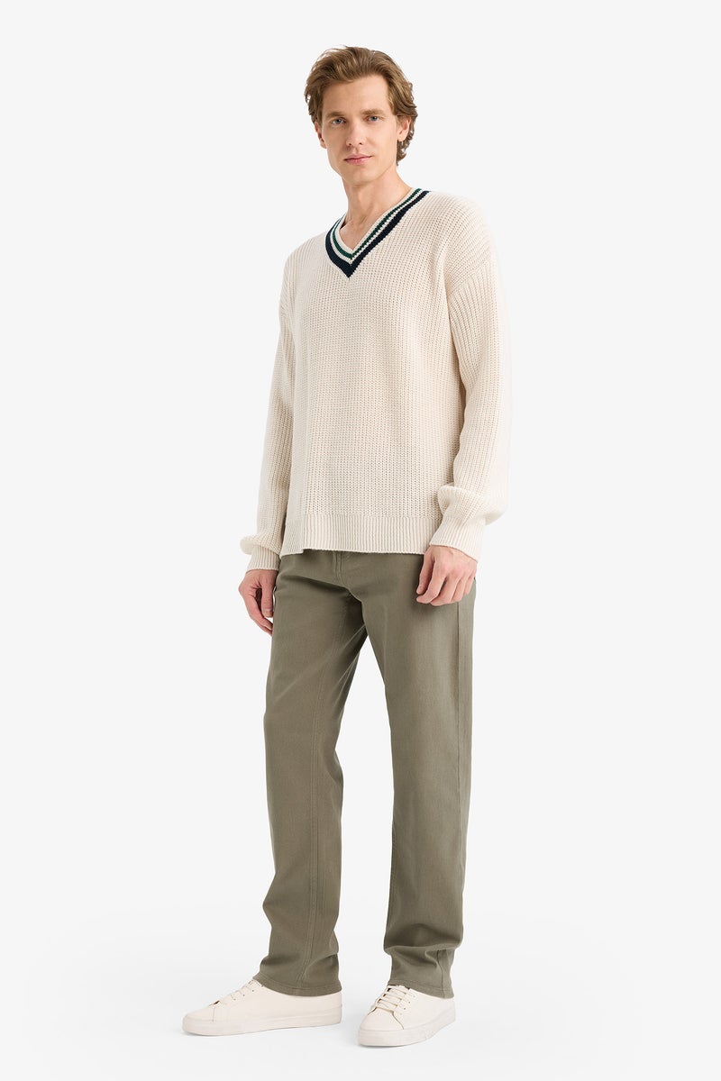 DeFacto Beige Man Relax Fit Knitwear Pullover Casual - Image 2